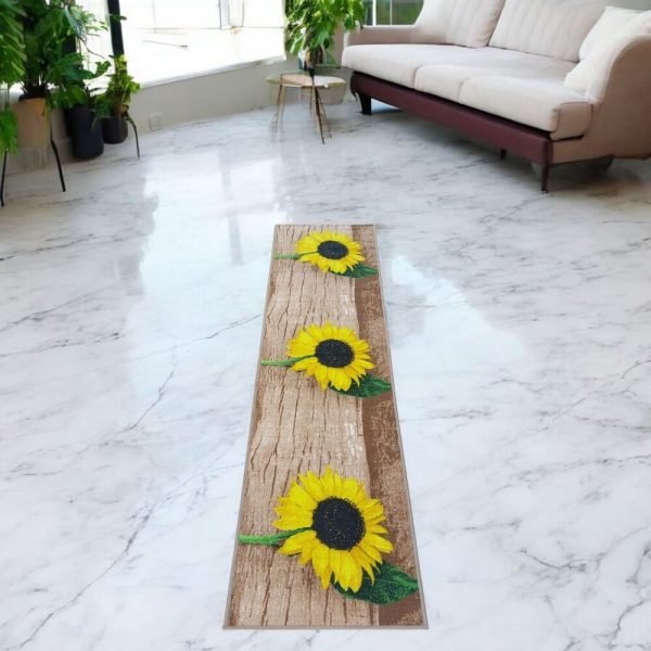 مشاية موكيت بظهر مقاوم للانزلاق 265سم - عباد الشمس بيج