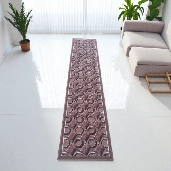 مشاية موكيت بظهر مقاوم للانزلاق 265سم - دواير بنى